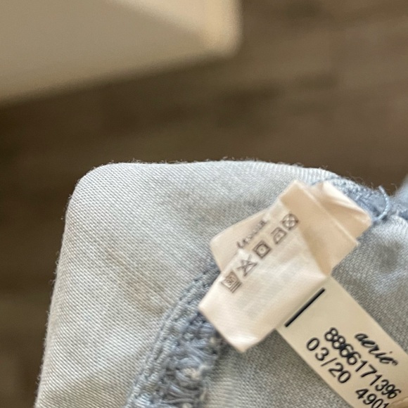 Aerie| Chambray Stretch Waist Shorts with Waist Tie, Size Med•••Lyocell - Picture 7 of 10